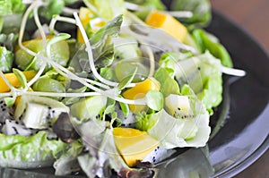 Kiwi fruit , mango and lettuce salad