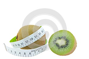 Kiwi fruit Measure around the waist on white background