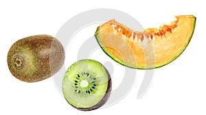 Kiwi fruit melon set watercolor isolated on white background