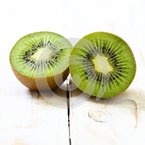 Kiwi fruit on white wooden