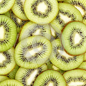 Kiwi fruits collection food background square slices kiwis fresh fruit