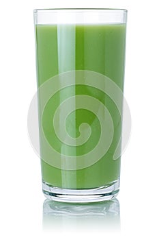 Kiwi green smoothie fruit juice drink kiwis in a glass isolated on white