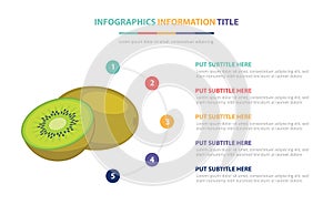 Kiwi infographic template concept with five points list and various color with clean modern white background - vector