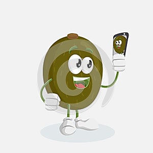 Kiwi mascot and background with selfie pose