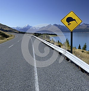 Kiwi Road Sign - New Zealand - Mt Cook