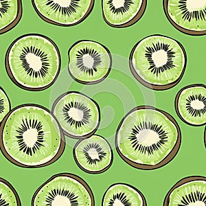 kiwi seamless pattern background AI generated
