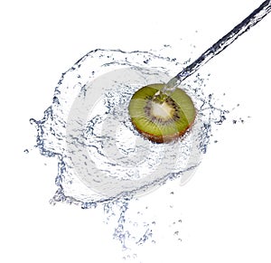 kiwi slice splash in water-isolated