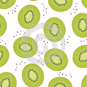 Kiwi sliced fruit seamless pattern. Vector illustration.