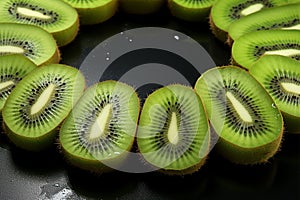 Kiwi slices artfully encircle, forming a delightful fruit wreath