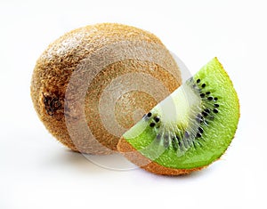 Kiwi with slices isolated white background