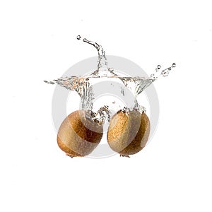 Kiwi splash on water, isolated