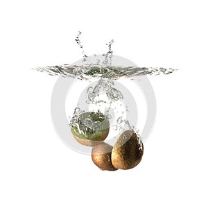 Kiwi splash on water, isolated