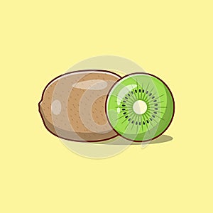 Kiwi Vector Illustration. Exotic Fruit. Sweet and Sour. Flat Cartoon Style Suitable for Icon, Web Landing Page, Banner, Flyer,