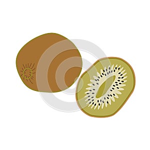 Kiwi whole and cut, fresh fruit, healthy food