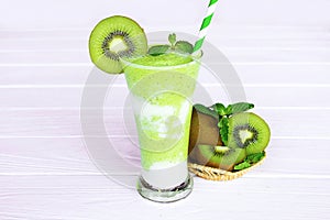 Kiwi yogurt fruit juice smoothie and green kiwi juice drink healthy .