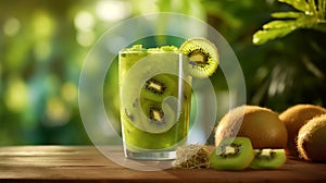 Kiwifruit Juice in a revitalizing atmosphere