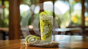 Kiwifruit Juice in a revitalizing atmosphere