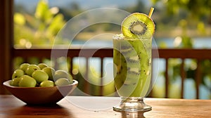 Kiwifruit Juice in a revitalizing atmosphere