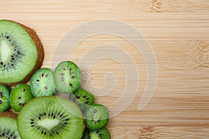 Kiwifruit and Kiwi berries with copy space