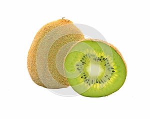 Kiwifruit slice isolated on a white background.