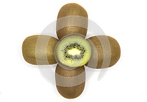 Kiwifruits on white background