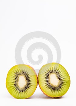 Kiwis isolated on white background with copyspace above