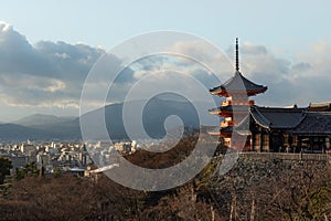 Kiyomizu temple, famous landmark and tourist attraction in Kyoto, Japan