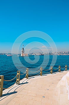 Kiz Kulesi aka Maiden's Tower and cityscape of Istanbul vertical photo photo