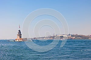 Kiz Kulesi or Maiden's Tower with cityscape of Istanbul at daytime. photo