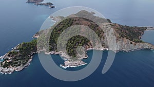 Kizil Ada Islands in the Mediterranean Sea from an incoming drone