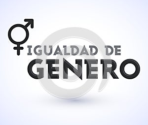Igualdad de Genero, Gender Equality Spanish text, vector emblem design. photo