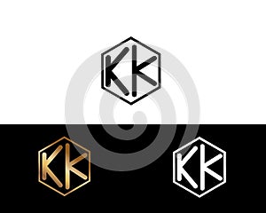 KK letters linked with hexagon shape logo
