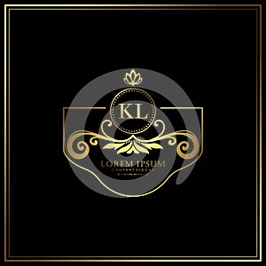 KL Initial Letter Luxury Logo template in vector art for Restaurant, Royalty, Boutique, Cafe, Hotel, Heraldic, Jewelry, Fashion