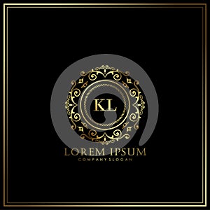 KL Initial Letter Luxury Logo template in vector art for Restaurant, Royalty, Boutique, Cafe, Hotel, Heraldic, Jewelry, Fashion