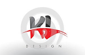 KL K L Brush Logo Letters with Red and Black Swoosh Brush Front