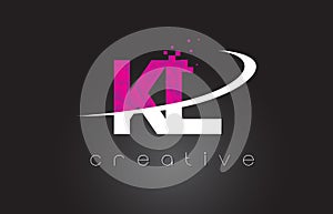KL K L Creative Letters Design With White Pink Colors