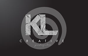 KL K L Letter Logo with Zebra Lines Texture Design Vector.