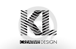 KL K L Lines Letter Design with Creative Elegant Zebra