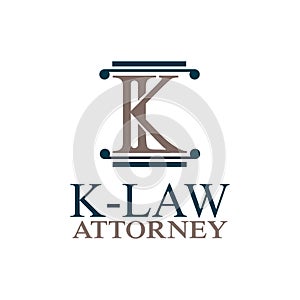 KL lettering attorney pillar KL law simbol design exclusive inspiration