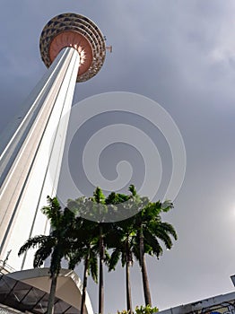 KL Tower view from street, Television tower in Kuala Lumpur, Malaysia