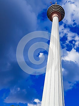 KL Tower view from street, Television tower in Kuala Lumpur, Malaysia