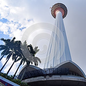 KL Tower view from street, Television tower in Kuala Lumpur, Malaysia