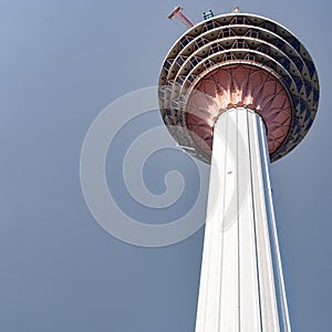 KL Tower view from street, Television tower in Kuala Lumpur, Malaysia