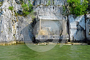 Roman memorial plaque Tabula Traiana, Danube river in Serbia