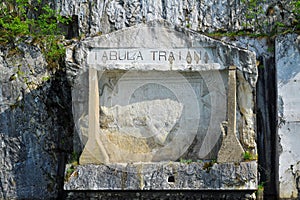 Roman memorial plaque Tabula Traiana, Danube river in Serbia