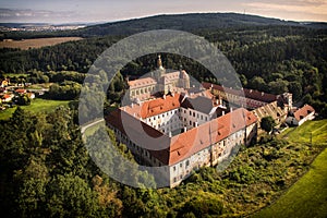 Kladruby - aerial drone view of medieval monastery