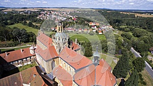 Kladruby - aerial drone view of medieval monastery