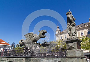 Klagenfurt dragon old monument in city center