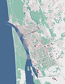 Klaipeda map, Lithuania. City map, vector streetmap