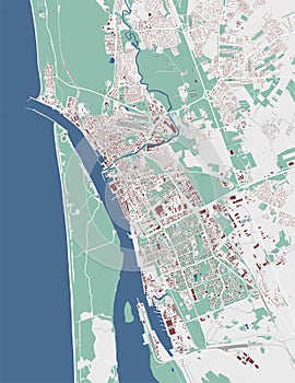 Klaipeda map, Lithuania. City map, vector streetmap photo